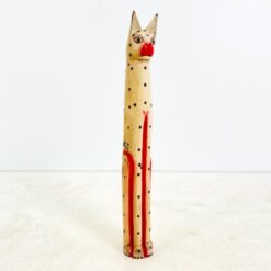 Medinė sėdinčio katino statula 13x13x98 cm