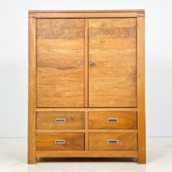 Mango medžio keturių stalčių TV komoda įvažiuojamomis durelėmis 60x104x136 cm