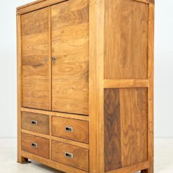 Mango medžio keturių stalčių TV komoda įvažiuojamomis durelėmis 60x104x136 cm