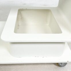 Vintažinis baltos spalvos serviravimo staliukas ant ratukų 42x80x55 cm