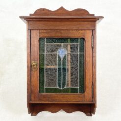 Senovinė ąžuolinė pakabinama spintelė su vitražu 20,5×40,5×58 cm