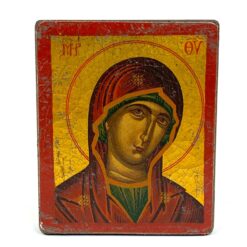Medinė rankų darbo senovinės ikonos reprodukcija 2x9,5x11,5 cm