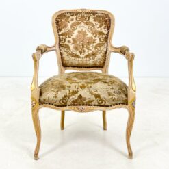 Provanso stiliaus medinis krėslas su augalų motyvų gobelenu 60x60x88 cm, 45 cm