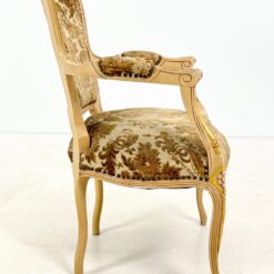 Provanso stiliaus medinis krėslas su augalų motyvų gobelenu 60x60x88 cm, 45 cm