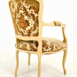 Provanso stiliaus medinis krėslas su augalų motyvų gobelenu 60x60x88 cm, 45 cm