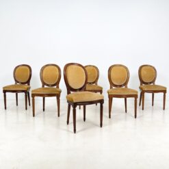 Riešutmedžio kėdės su veliūru 6 vnt. komplektas 56x51x93 cm, 49 cm