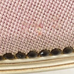 Provanso stiliaus medinis krėslas su augalų motyvų gobelenu 61x58x87 cm, 46 cm