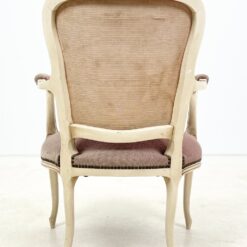 Provanso stiliaus medinis krėslas su augalų motyvų gobelenu 61x58x87 cm, 46 cm