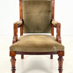 Drožinėtas raudonmedžio krėslas su veliūru 70x61x99 cm, 42 cm