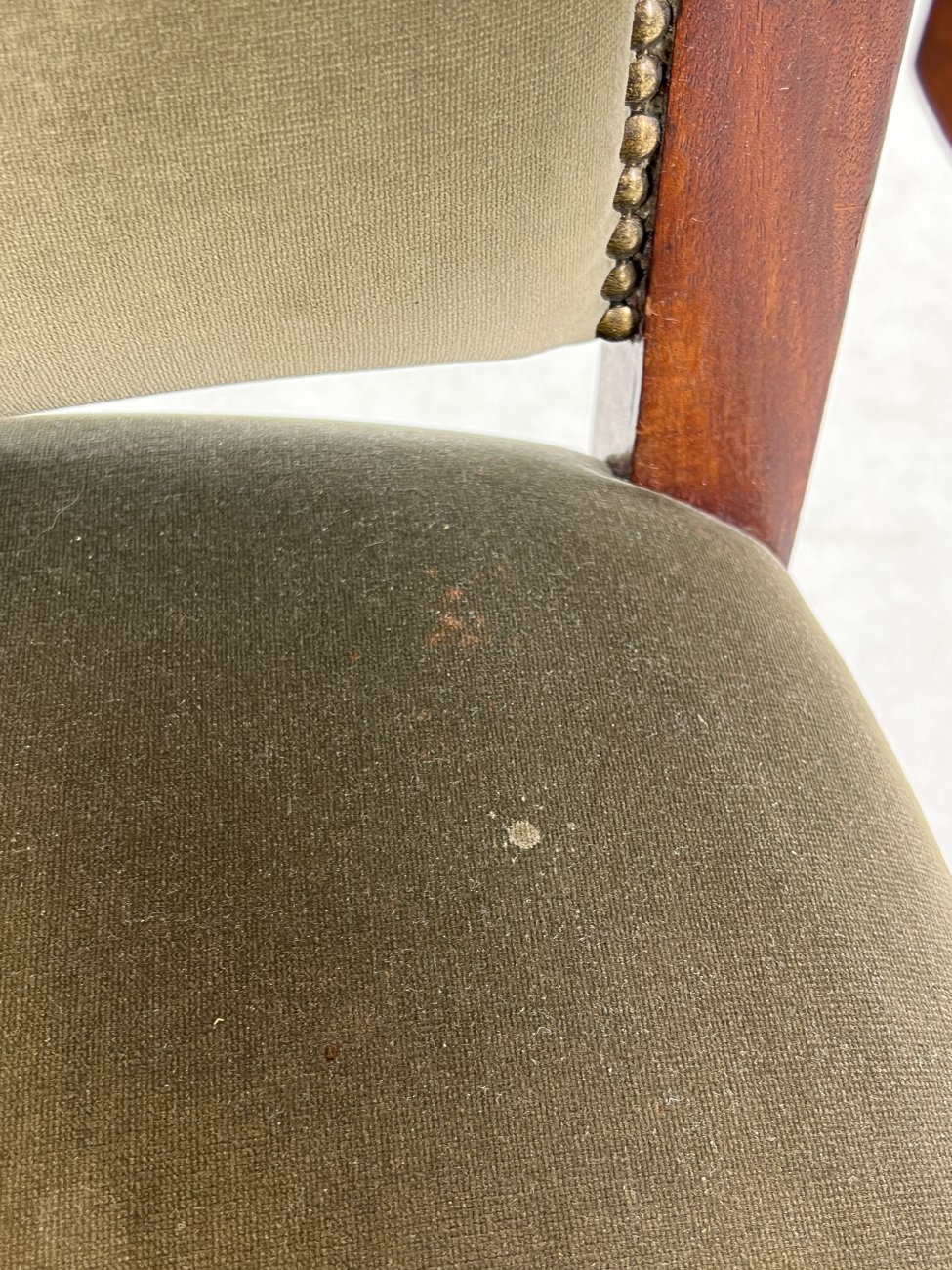 DR0198-valgomojo-kreslai-14 Drožinėtas raudonmedžio krėslas su veliūru 70x61x99 cm, 42 cm