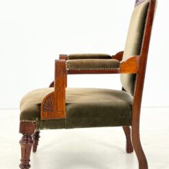 Drožinėtas raudonmedžio krėslas su veliūru 70x61x99 cm, 42 cm