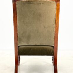 Drožinėtas raudonmedžio krėslas su veliūru 70x61x99 cm, 42 cm