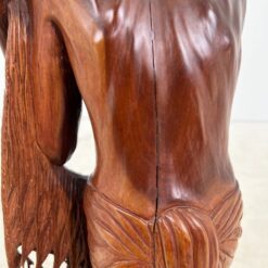 Rytietiška medinė žvejo su tinklu statula 30x34x102 cm