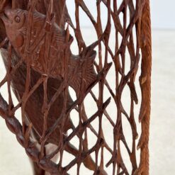 Rytietiška medinė žvejo su tinklu statula 30x34x102 cm