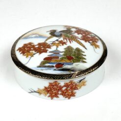 Apvali japoniška porcelianinė dėžutė 9,5x9,5x3,5 cm