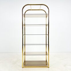 Pastatoma aukso spalvos metalinio rėmo lentyna su stiklu 42,5x76,5x178 cm