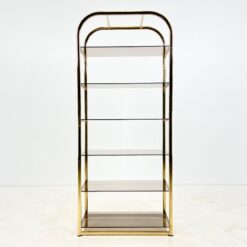 Pastatoma aukso spalvos metalinio rėmo lentyna su stiklu 42,5×76,5×178 cm