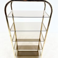 Pastatoma aukso spalvos metalinio rėmo lentyna su stiklu 42,5×76,5×178 cm