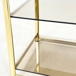 Pastatoma aukso spalvos metalinio rėmo lentyna su stiklu 42,5×76,5×178 cm