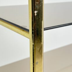 Pastatoma aukso spalvos metalinio rėmo lentyna su stiklu 42,5×76,5×178 cm