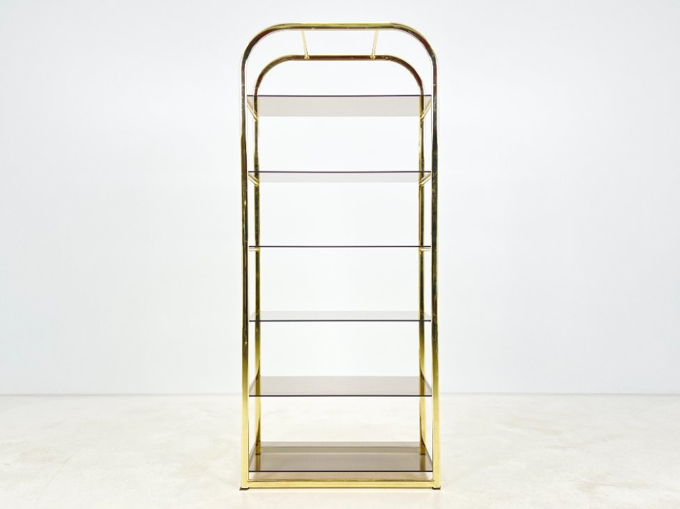 DR0212-lentynos-2 Pastatoma aukso spalvos metalinio rėmo lentyna su stiklu 42,5×76,5×178 cm