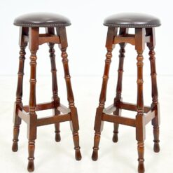 Ąžuolinės baro taburetės su eko oda 2 vnt. komplektas 32x31x79 cm