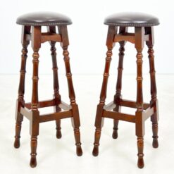 Ąžuolinės baro taburetės su eko oda 2 vnt. komplektas 32x31x79 cm