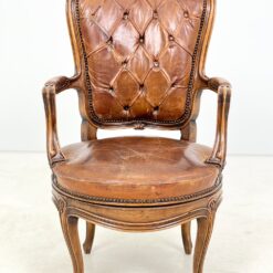 360° sukamas riešutmedžio rėmo krėslas su oda 69x58x104 cm, 47 cm