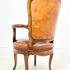 360° sukamas riešutmedžio rėmo krėslas su oda 69x58x104 cm, 47 cm