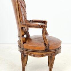 360° sukamas riešutmedžio rėmo krėslas su oda 69x58x104 cm, 47 cm