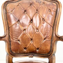 360° sukamas riešutmedžio rėmo krėslas su oda 69x58x104 cm, 47 cm