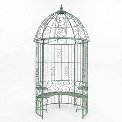 Metalinė sodo pavėsinė su integruotais staliukais ir suoliuku 166x166x330 cm