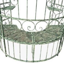 Metalinė sodo pavėsinė su integruotais staliukais ir suoliuku 166x166x330 cm