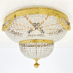 Pakabinamas žalvarinis šviestuvas su stiklo karoliukais 84x84x56 cm