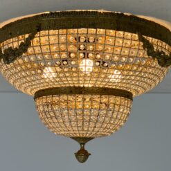 Pakabinamas žalvarinis šviestuvas su stiklo karoliukais 84x84x56 cm