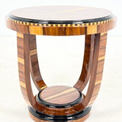 Art Deco stiliaus apvalus riešutmedžio lukšto staliukas 60x60x59 cm
