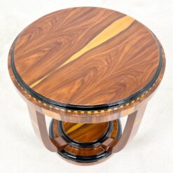 Art Deco stiliaus apvalus riešutmedžio lukšto staliukas 60x60x59 cm
