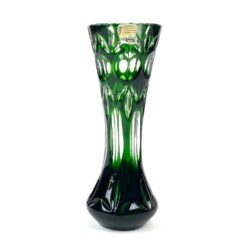 Vintažinė “Bleikristall” žalio krištolo vaza 7x7x19,5 cm