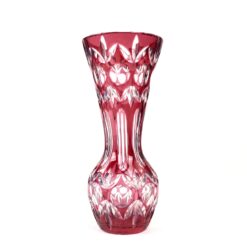 Vintažinė, raudono krištolo vaza 11x11x25,5 cm