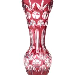 Vintažinė, raudono krištolo vaza 11x11x25,5 cm