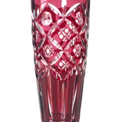 “Jarron. Cristal Tallado” raudono krištolo vaza 12,7×12,7×25,5 cm