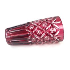 “Jarron. Cristal Tallado” raudono krištolo vaza 12,7×12,7×25,5 cm