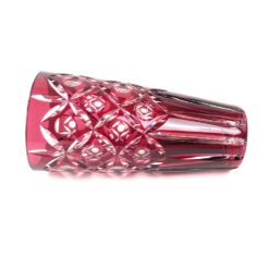 “Jarron. Cristal Tallado” raudono krištolo vaza 12,7×12,7×25,5 cm