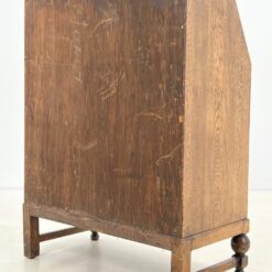 Ąžuolinis trijų stalčių sekreteras su oda 39x76x102 cm