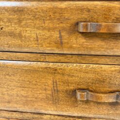 Ąžuolinis trijų stalčių sekreteras su oda 39x76x102 cm