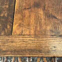 Senovinis, raižytas, ąžuolinis rašomasis stalas su stalčiumi 67x133x76 cm