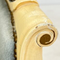 Provanso stiliaus, mėlyno gobeleno minkštasuolis 45x105x85 cm, 44 cm