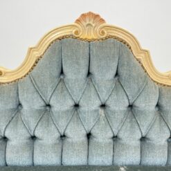 Provanso stiliaus, mėlyno gobeleno minkštasuolis 45x105x85 cm, 44 cm