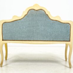 Provanso stiliaus, mėlyno gobeleno minkštasuolis 45x105x85 cm, 44 cm