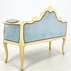 Provanso stiliaus, mėlyno gobeleno minkštasuolis 45x105x85 cm, 44 cm